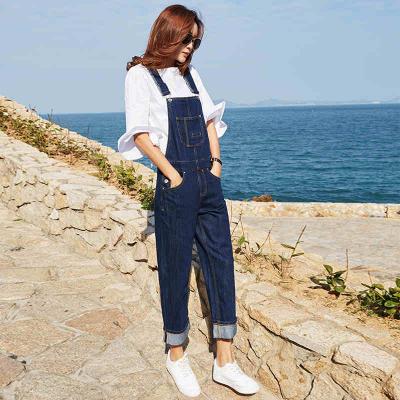 牛仔背带裤女2018新款ulzzang学生韩版可爱bf宽松原宿直筒九分裤